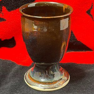 Pottery Chalice with Stoneware Glaze. Hand Print Makers Mark. V.G. Condition.